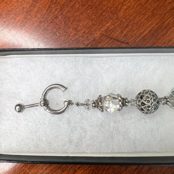 Handmade Crystal and Sterling Silver Filigree toggle chain 16" necklace - Picture 2 of 6